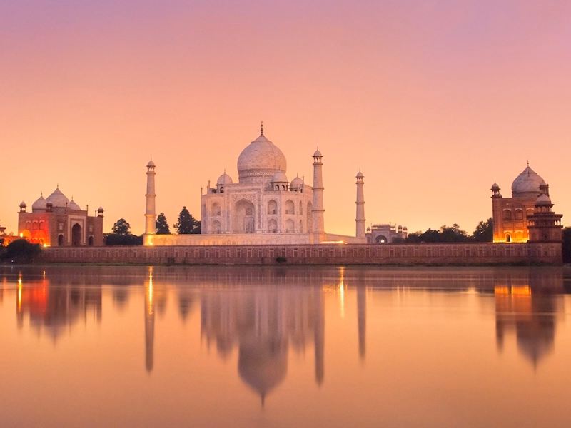 The Taj Mahal at sunrise